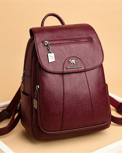 Schwarzer Leder Rucksack für Damen: Weich, geräumig & vielseitig