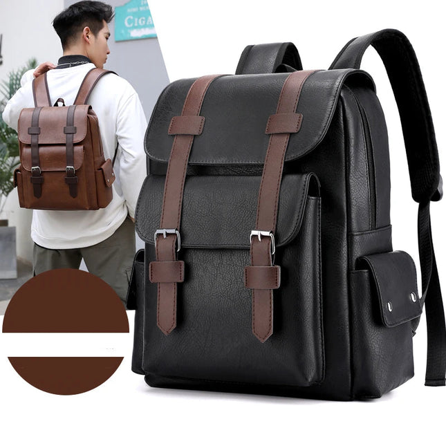 Leder Rucksack für Herren | Großer Laptop-Rucksack Schwarz/Braun