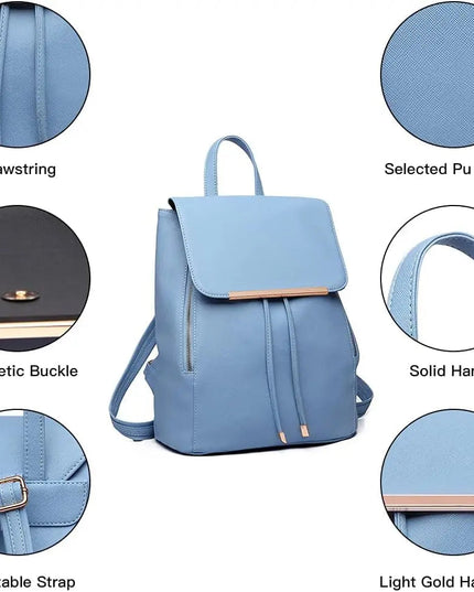 Miss Lulu Rolltop Rucksack im Leder-Look für Stadt & Schule