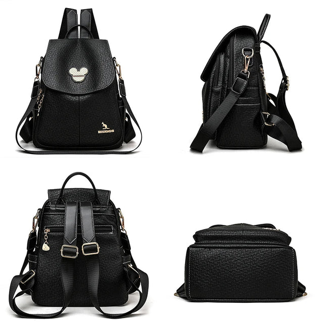Eleganter Leder Rucksack für Damen: Schule, Reise & Freizeit