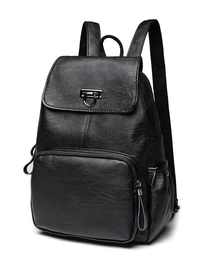 Weinroter Schafsleder Rucksack für Damen – Koreanischer Stil