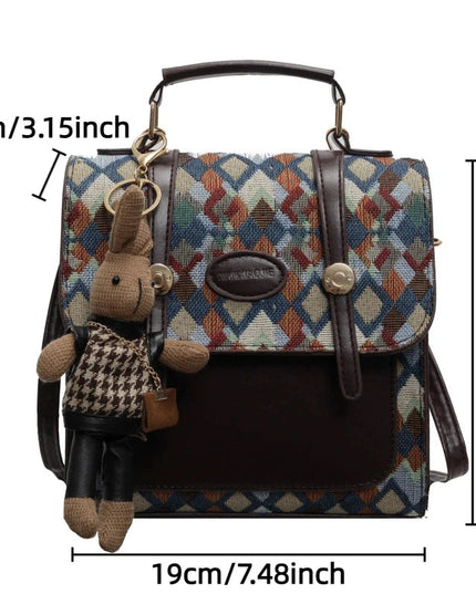 Vintage Rucksack aus Kunstleder mit Steppmuster