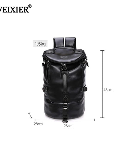 Vintage Bucket Lederrucksack Schwarz für Herren & Alltag
