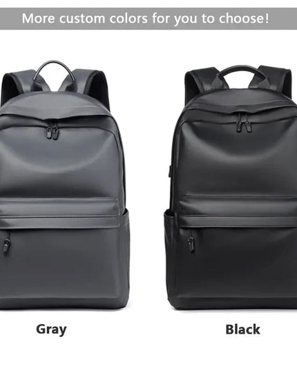 Schwarzer Lederrucksack für Herren & Teenager mit Laptopfach 15.6 Zoll