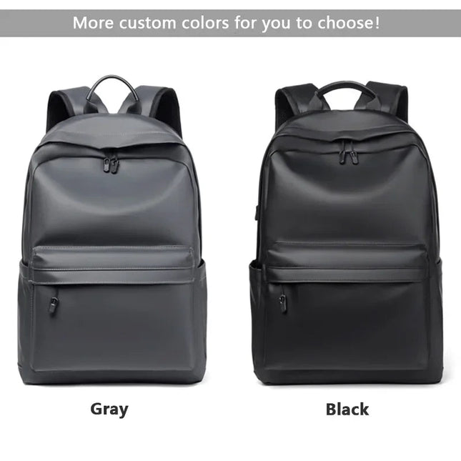 Schwarzer Lederrucksack für Herren & Teenager mit Laptopfach 15.6 Zoll