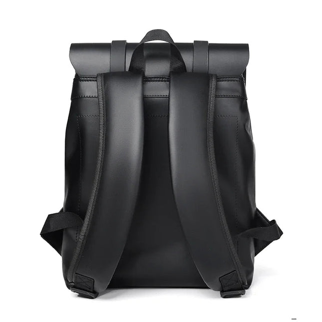 Schwarzer Lederrucksack für Herren | Alltag & 14-Zoll-Laptop
