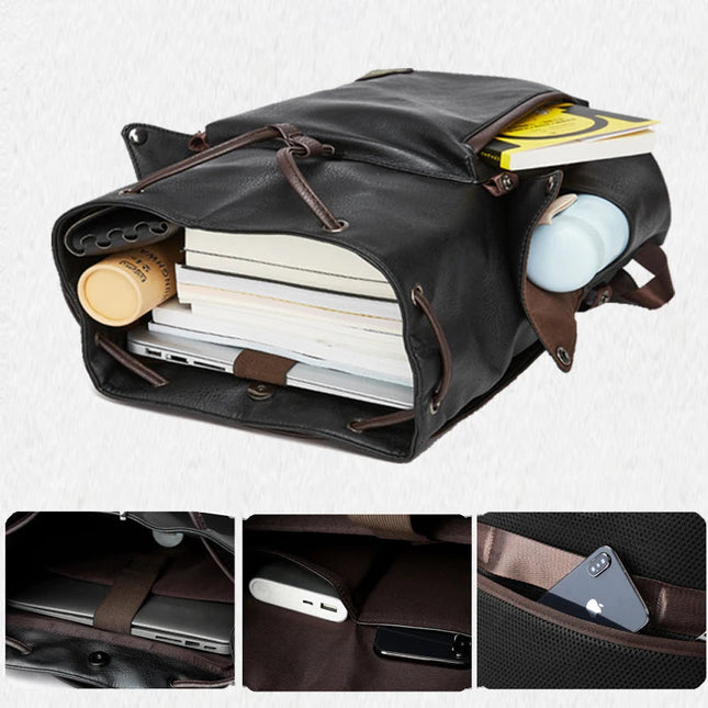 Leder Rucksack Herren Vintage – Wasserdichter Daypack 15.6" Laptop
