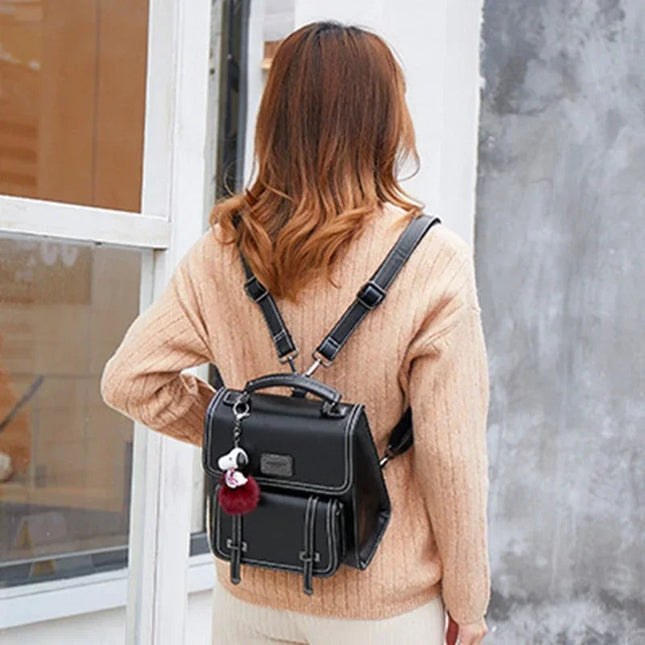 Kleiner Damen Leder Rucksack Vintage – Braun & Schwarz Wasserdicht