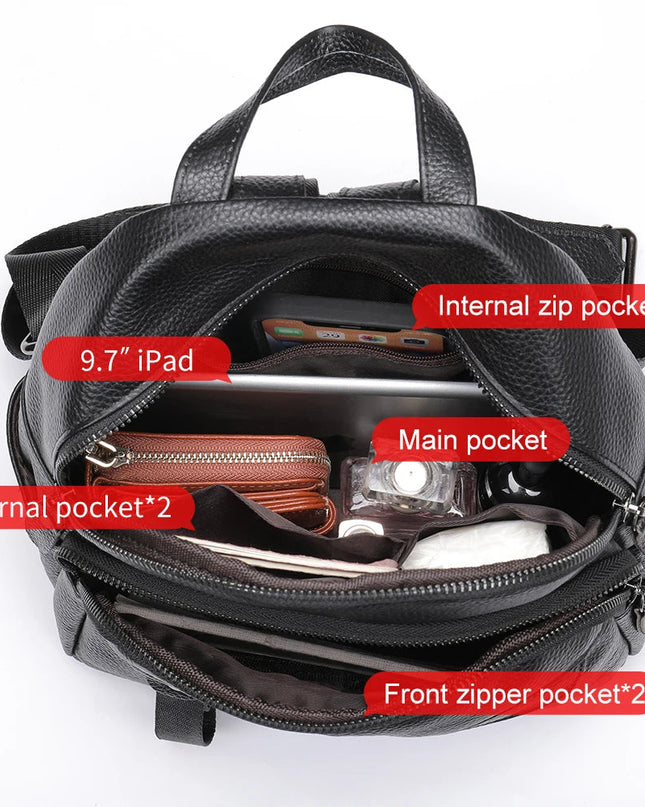 Leder Rucksack Damen – Laptop & Diebstahlschutz für Alltag