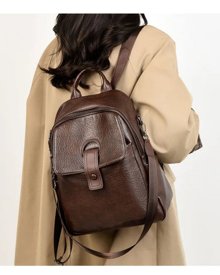 Vielseitiger 3-in-1 Lederrucksack für Damen – Alltag & Schule