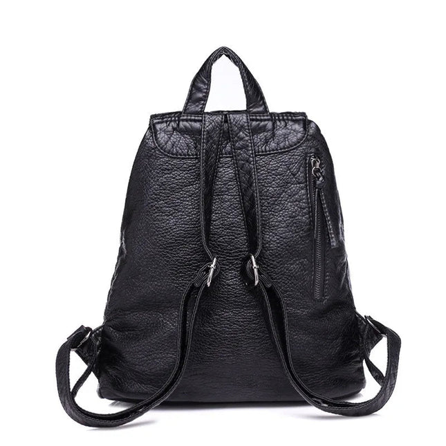 Eleganter Leder-Rucksack Schwarz für Damen – Groß & Vielseitig