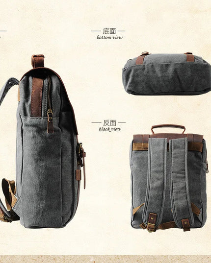 Lederrucksack Herren & Damen – Robuster Canvas Rucksack für Uni & Freizeit