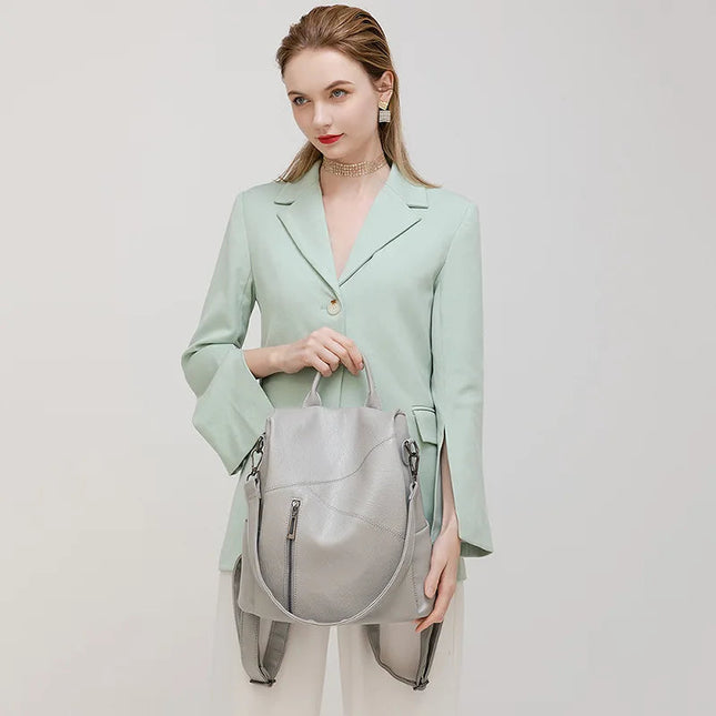 Damen Lederrucksack Patchwork aus echtem Kalbsleder – Diebstahlsicher