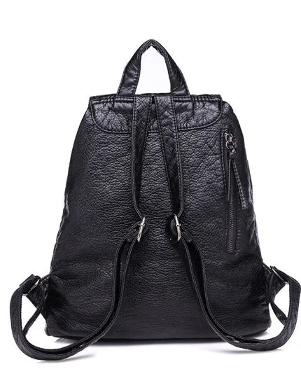 Weicher Leder Rucksack Schwarz für Damen – Alltag & Reisebegleiter