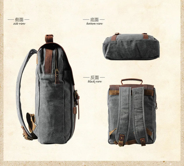Robuster Lederrucksack im Canvas-Mix für Alltag & Schule