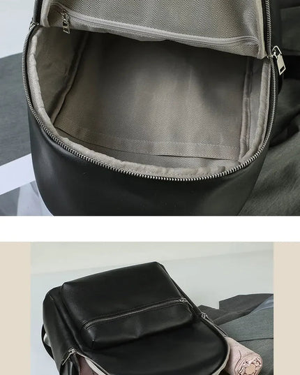 Schwarzer Damen Rucksack im Leder-Look – Groß für Uni & Reise