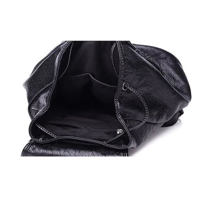 Schwarzer Damen Rucksack in Leder-Optik – Groß & Vielseitig für Alltag & Reise