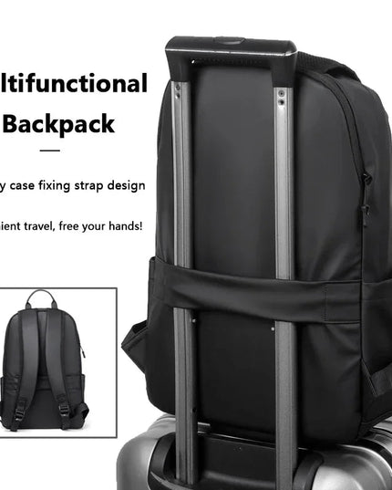Schwarzer Lederrucksack für Herren | Laptop & Schule