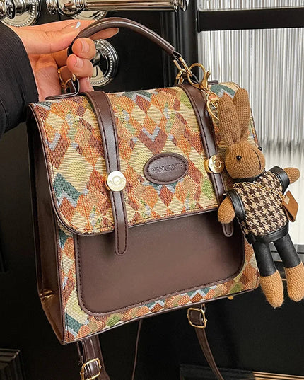 Vintage Rucksack aus Kunstleder mit Steppmuster