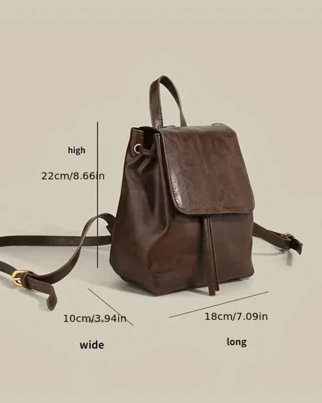 Kleiner Damen Lederrucksack mit Zugband - Ideal für Alltag & Reisen