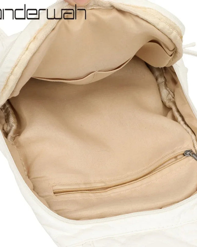 Kleiner weißer Lederrucksack für Damen – praktisch & vielseitig