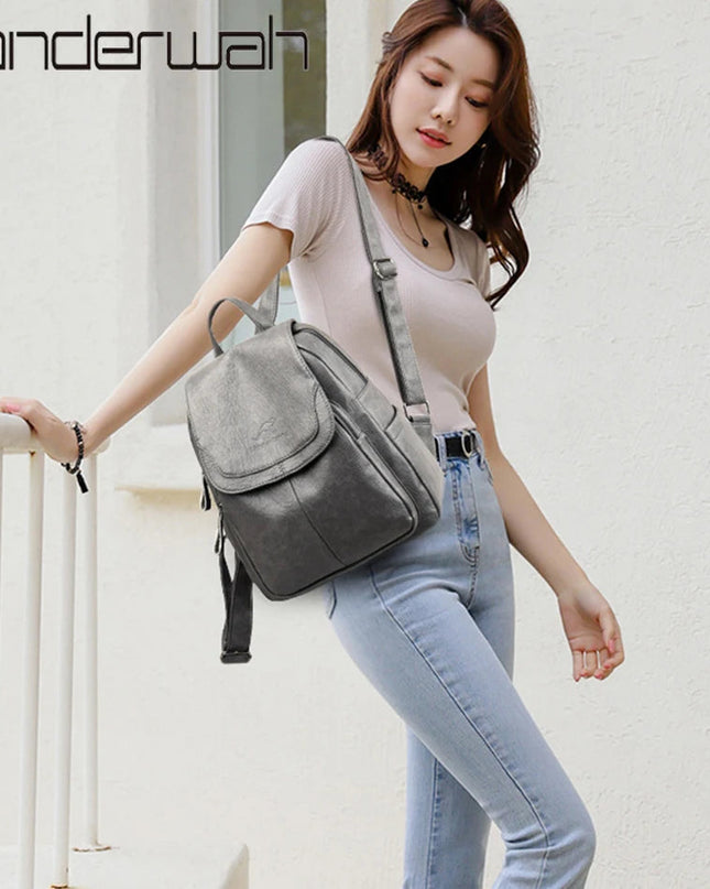 Vintage Leder Rucksack für Damen – Groß, robust & vielseitig