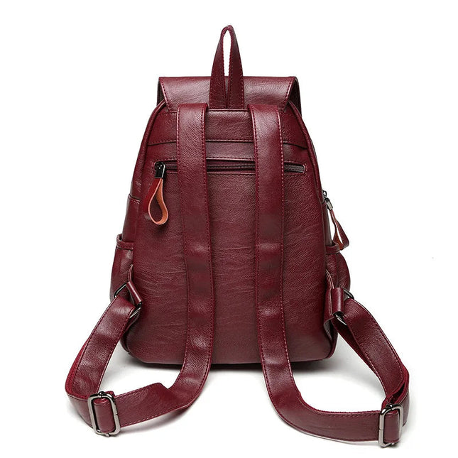 Weinroter Lederrucksack für Damen aus Schafsleder - Wasserabweisend