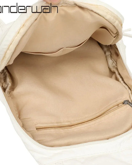 Kleiner weißer Lederrucksack für Damen – Weiches Leder & viele Fächer
